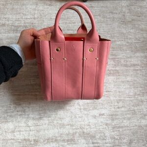Clare V Pink Leather Le Petit Box Tote Bag
